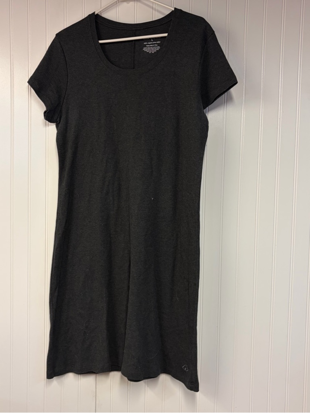 Fair Indigo Classic Gray Short-Sleeve Dress 100% Organic Cotton Large